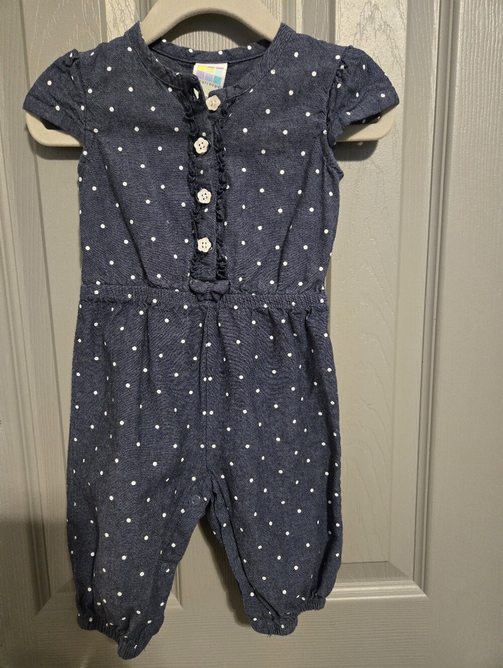 Healthtex Navy Polka Dot Short-Sleeve Romper